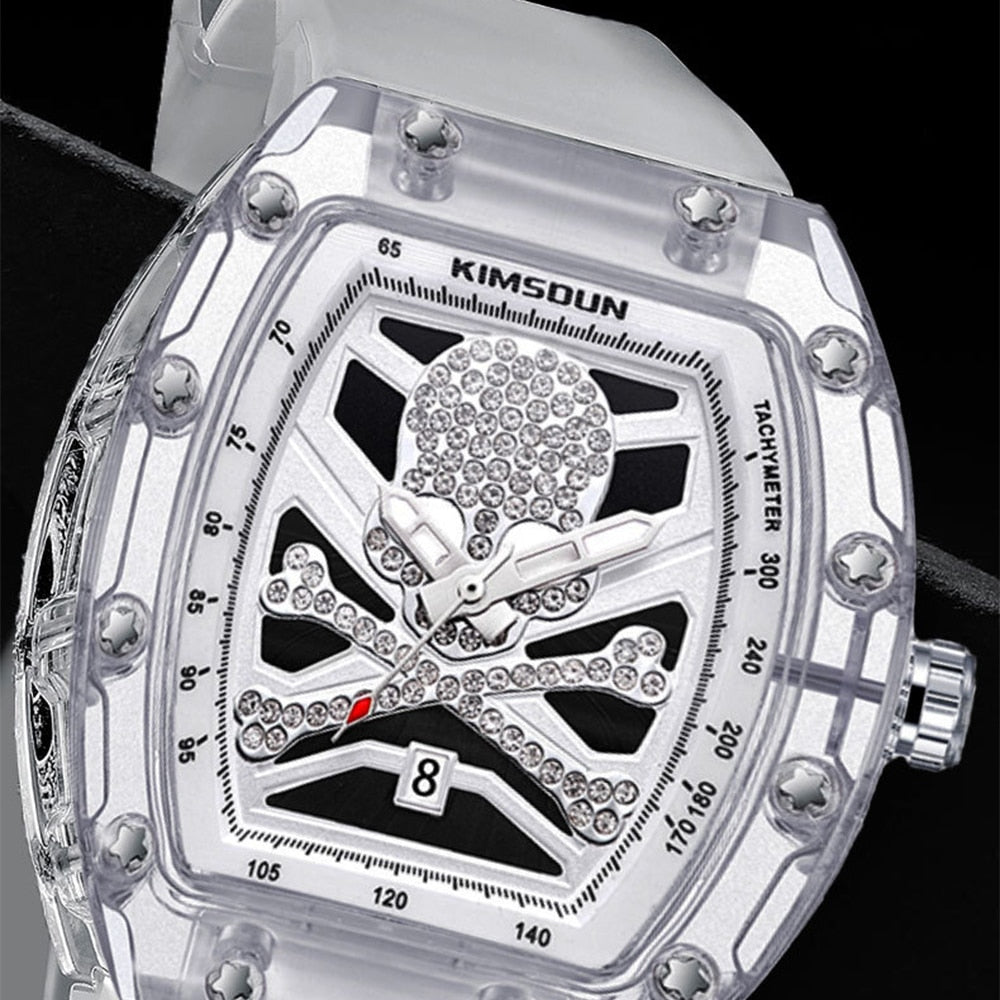 Relógio Masculino Skull Branco