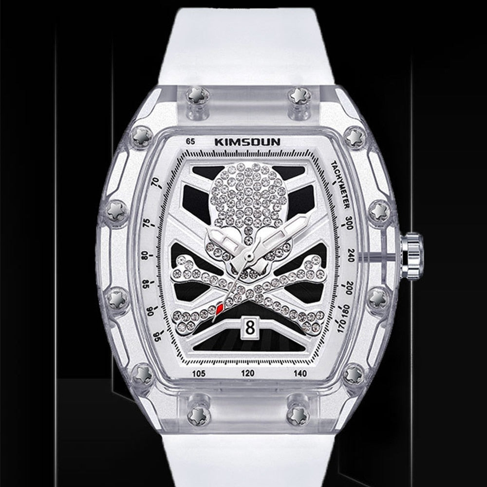 Relógio Masculino Skull Branco