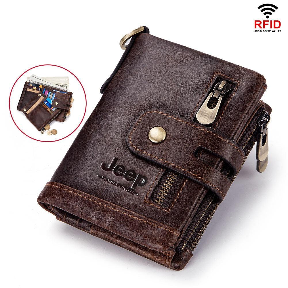 Carteira Jeep Anti Furto em Couro Modelo Kavis Bonwe